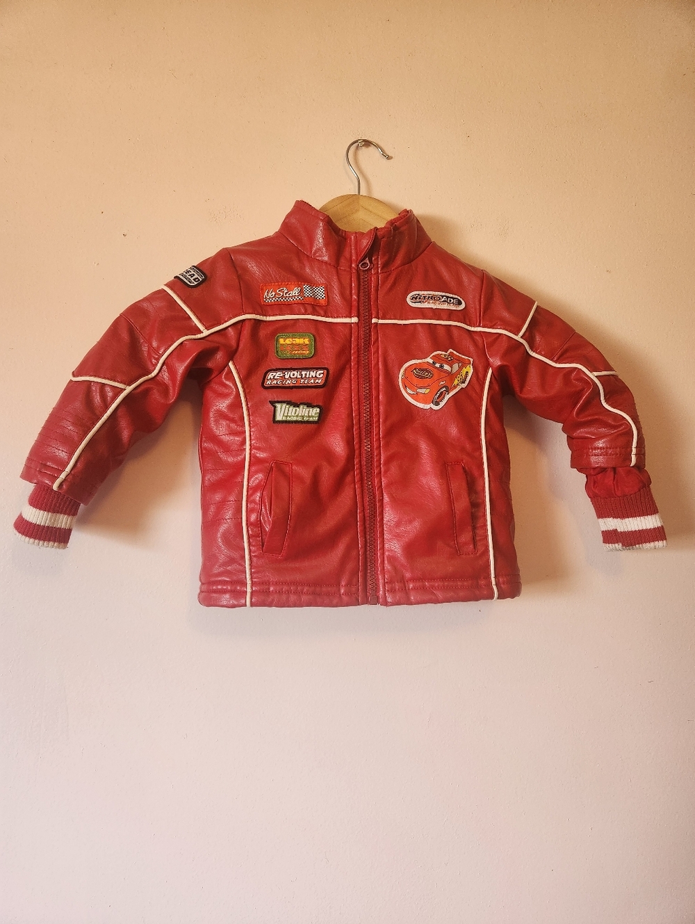 Disney Pixar Cars Lightning McQueen Faux Leather Jacket Toddler Size 18 Months